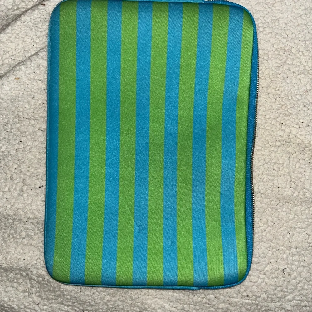 Blue and Green Striped Laptop Sleeve